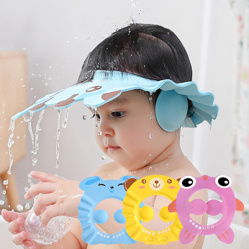 0lHPBaby Shower Soft Cap Adjustable Hair Wash Hat for Kids Ear Protection Safe Children Shampoo Bathing