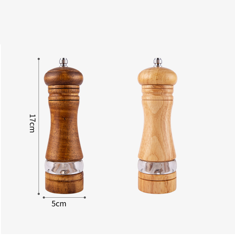 2ugu6 inch manual pepper grinder rubber wood acrylic ceramic core freshly ground pepper seasoning grinding bottle