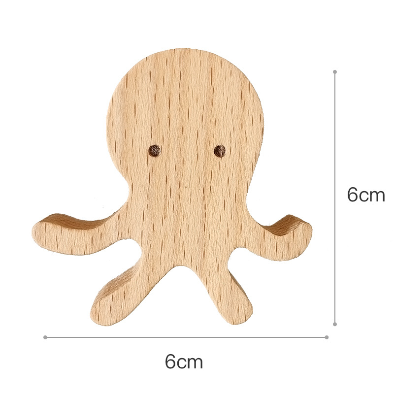 A5Nx1pcs Wooden Hooks Cute Room Decor Animal Hook Wall Keychain Coat Hook Home Decoration Solid Wood