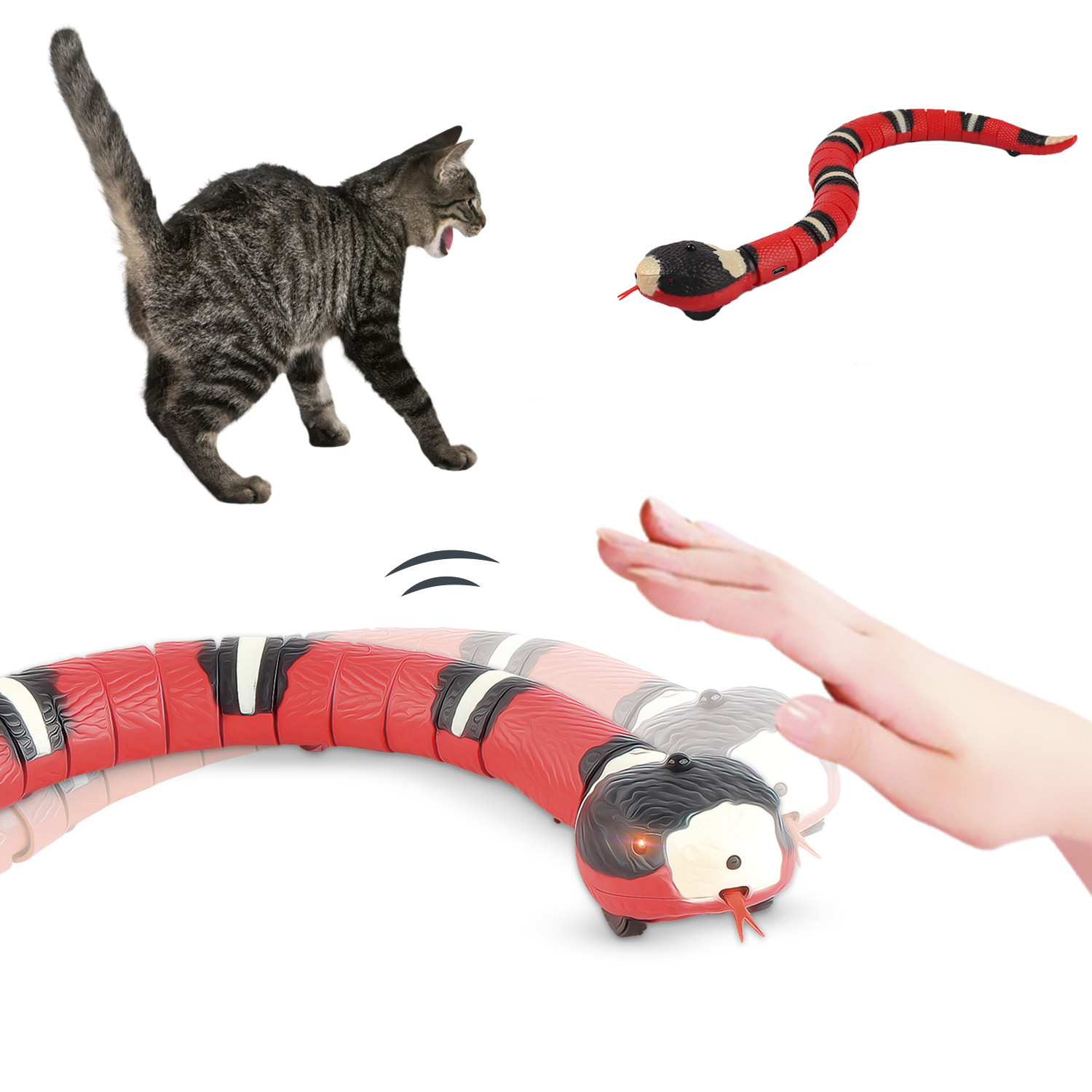 GCUTSmart Sensing Interactive Cat Toys Automatic Eletronic Snake Cat Teasering Play USB Rechargeable Kitten Toys for