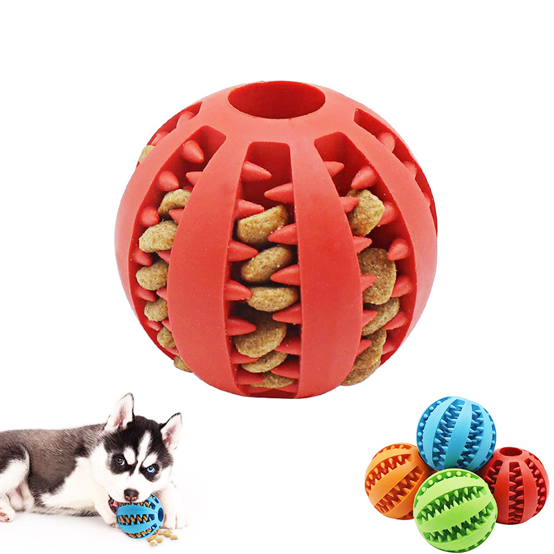 UaOGDog Ball Toys for Small Dogs Interactive Elasticity Puppy Chew Toy Tooth Cleaning Rubber Food Ball