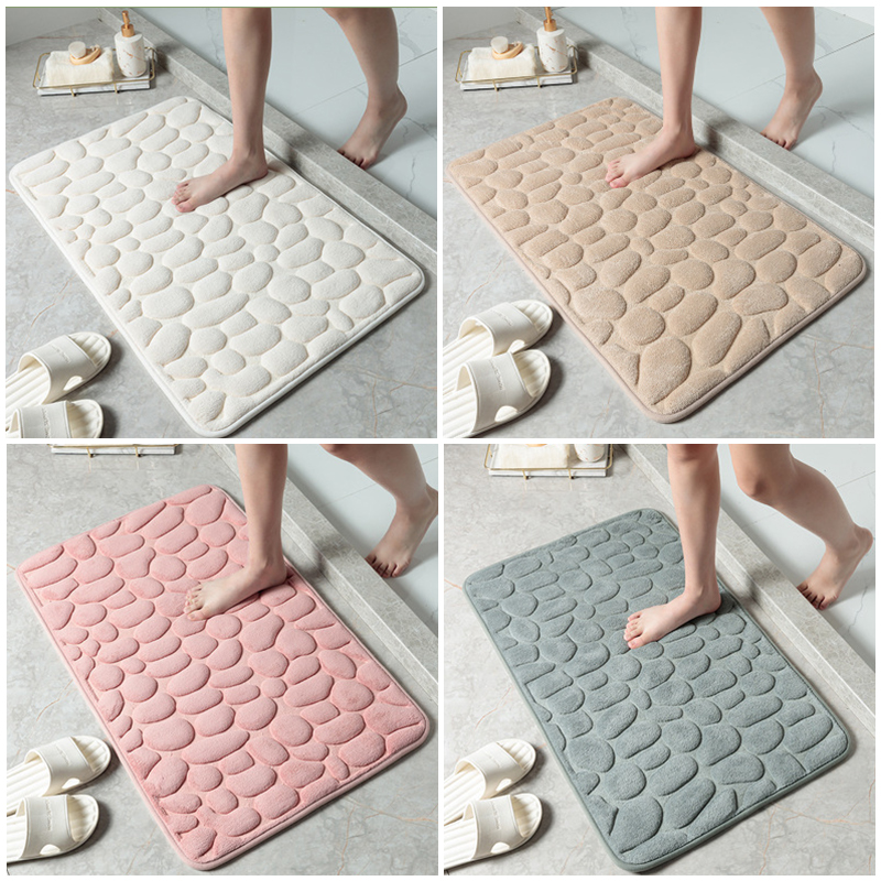 ZRanHome Cobblestone Embossed Door Carpet Door Mat Bathroom Simple Wind Absorbent Foot Mat Bathroom Non slip